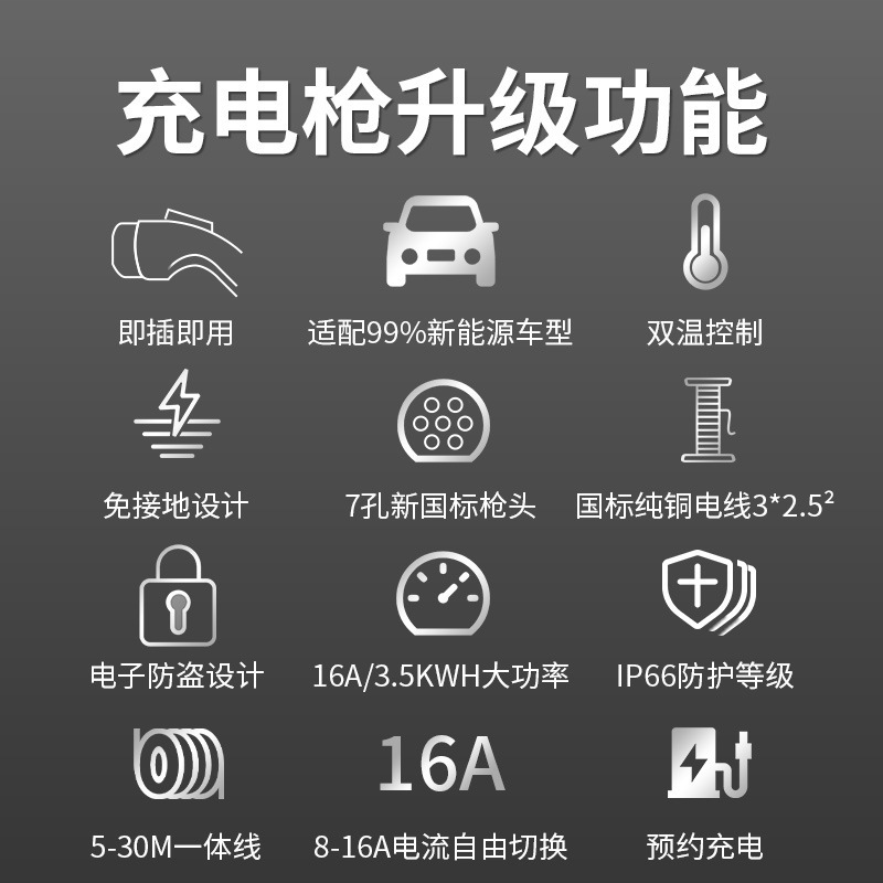 新能源汽车充电枪器桩便携式随车充免接地应急电动汽车充电枪单 新能源汽车充电枪器桩便携式随车充免接地应急电动汽车充电枪单