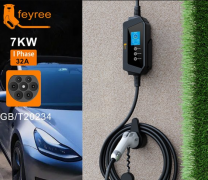 新能源汽车充电桩国标便携式免接地家用7KW32A电动汽车交流